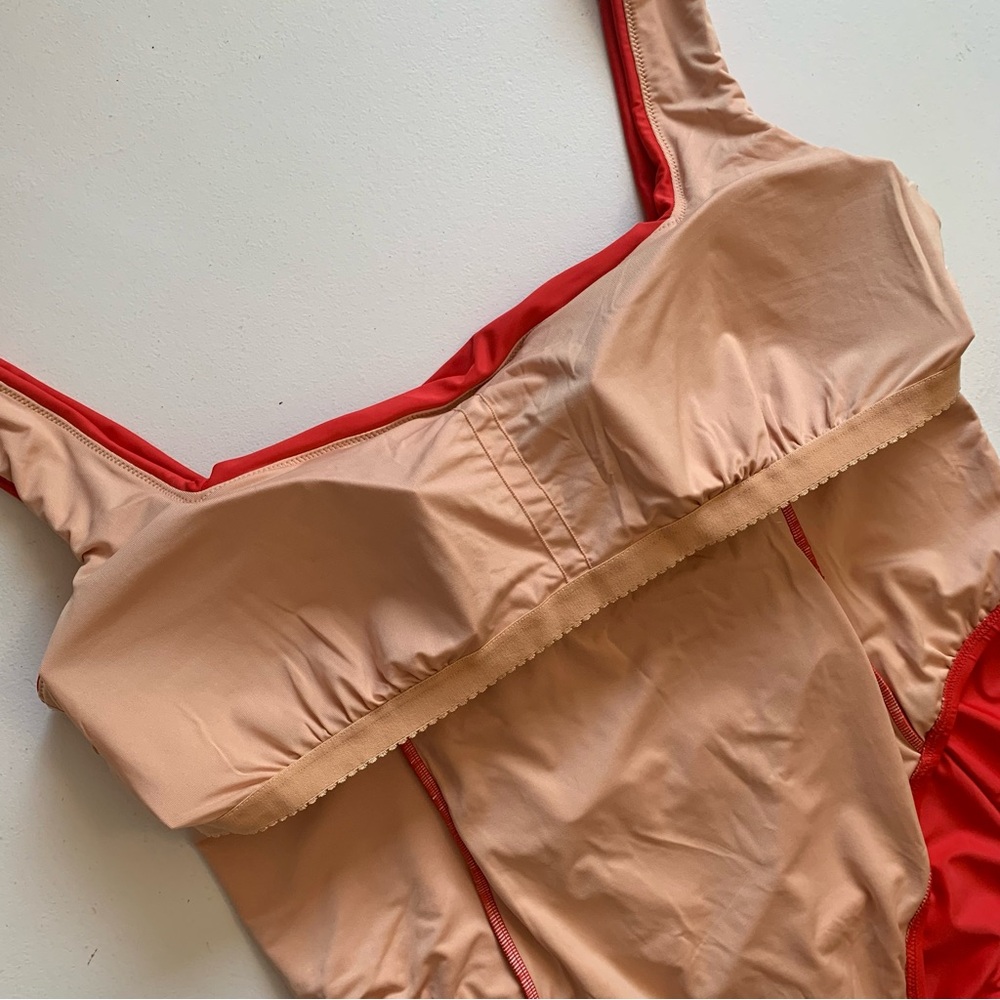 J Crew Red Ruched Squareneck One Piece Swimsuit Size 24 NWT - Picture 8 of 17